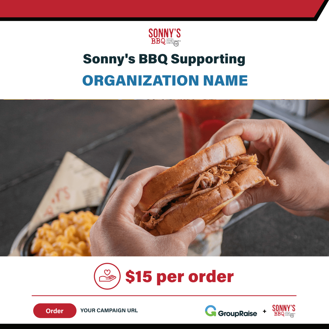 Sonny's BBQ Fundraising Campaign promotional tool example