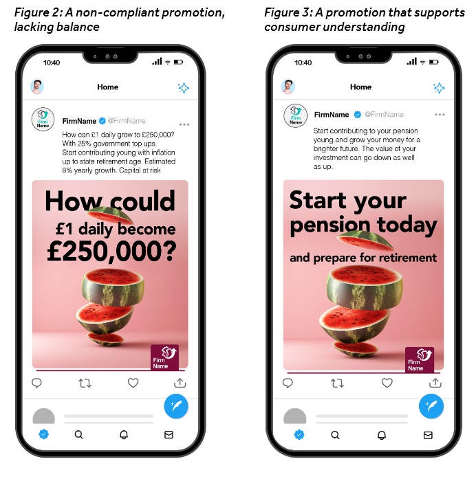 FCA social media and financial promo guidance comparing two advertisements - FCA's Finanal Social Media Financial Promotion Guidelines