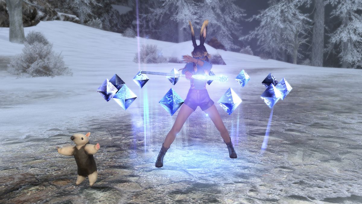 A Blue Mage casts a spell in FFXIV