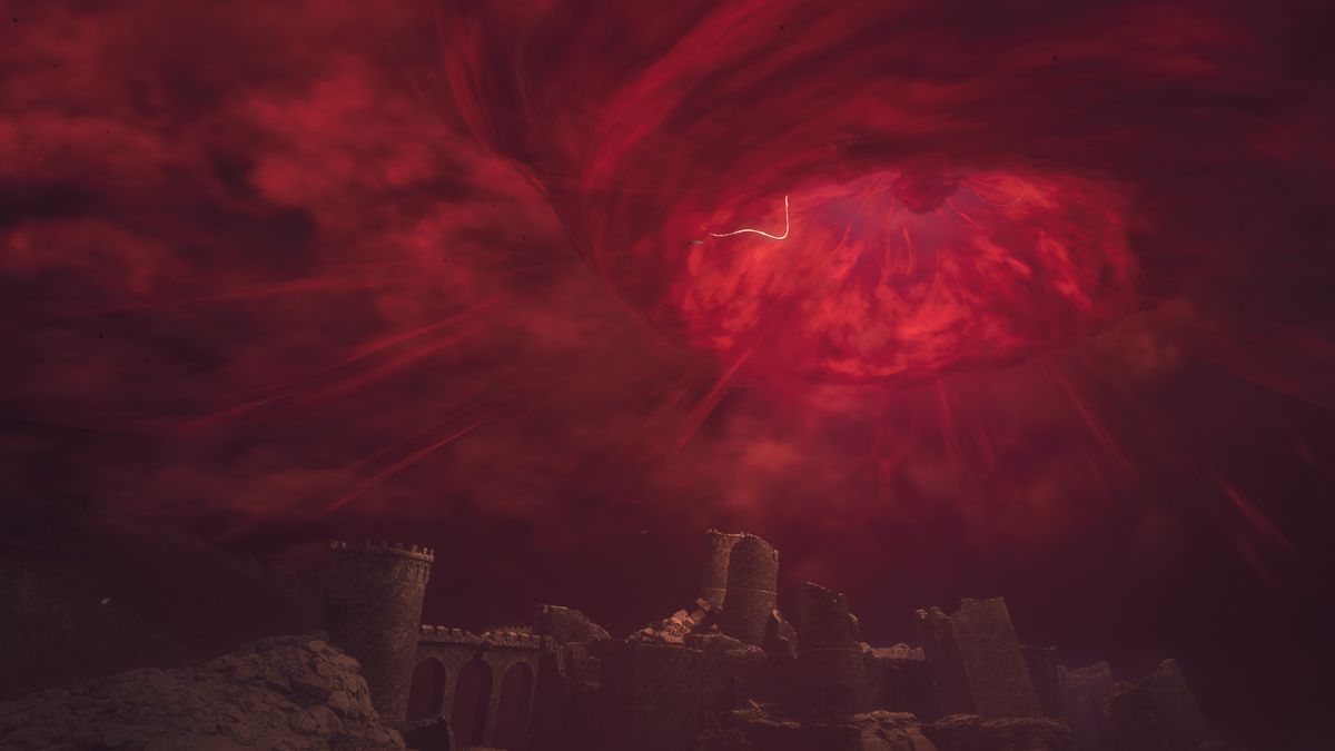 A dragon emerges from a giant portal in the sky in Dragon’s Dogma 2