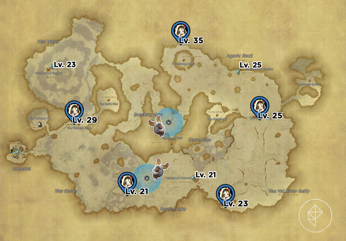 A map of Eureka Pagos in FFXIV