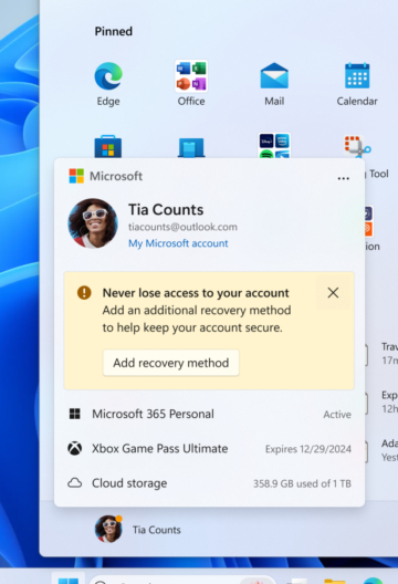 Microsoft testează un rezumat la îndemână a contului Windows - și un alt anunț