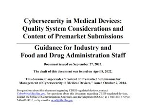 FDA Guidance Medical Device Cybersecurity