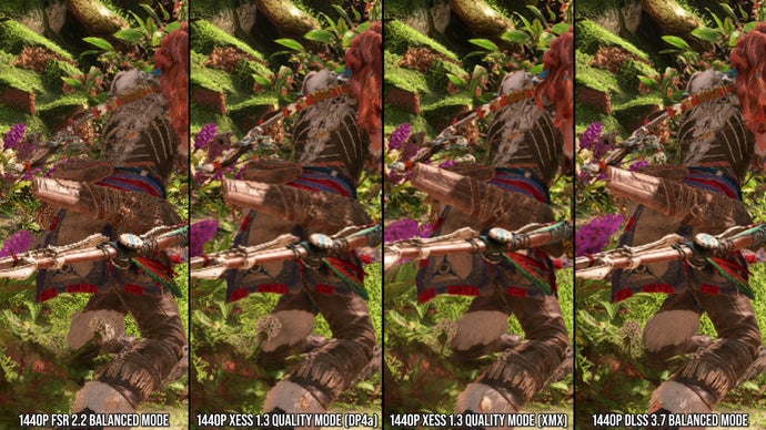 Comparison of AMD, Intel and Nvidia upscaler solutions in Horizon Forbidden West.