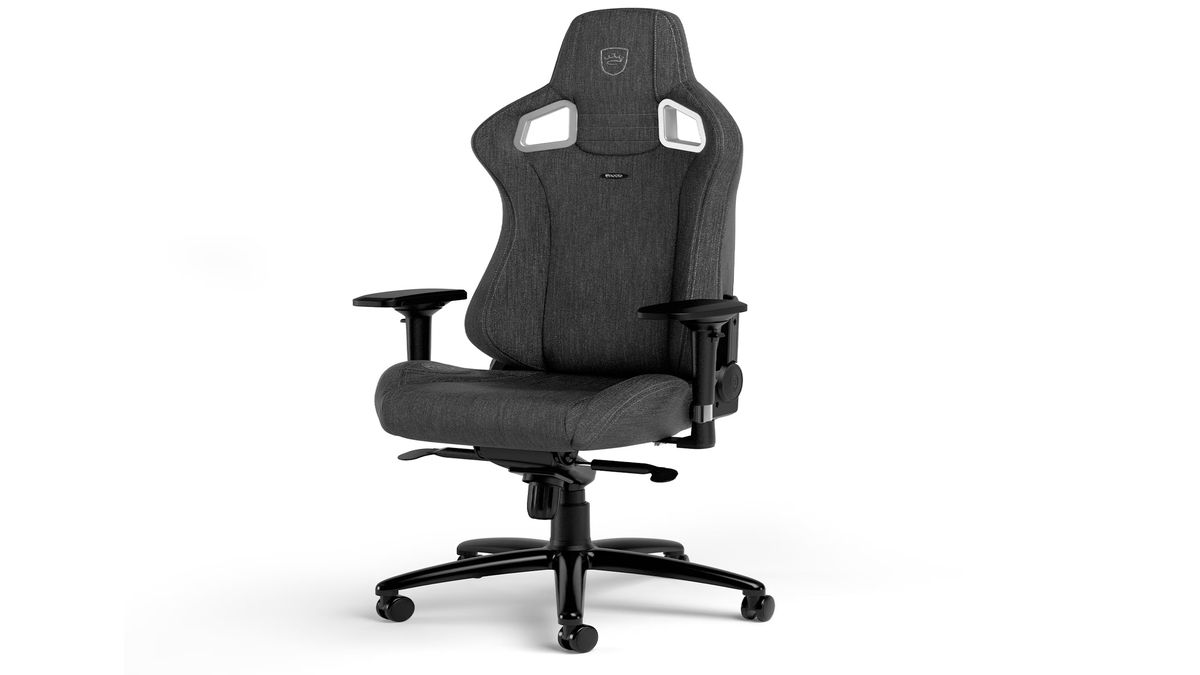 An image of the fabric-covered Noblechairs Epic racing-style gaming chair.