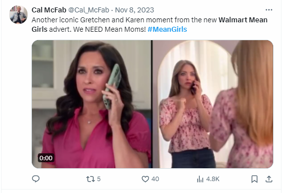 X’s post about the Mean Girls campaign by Walmart