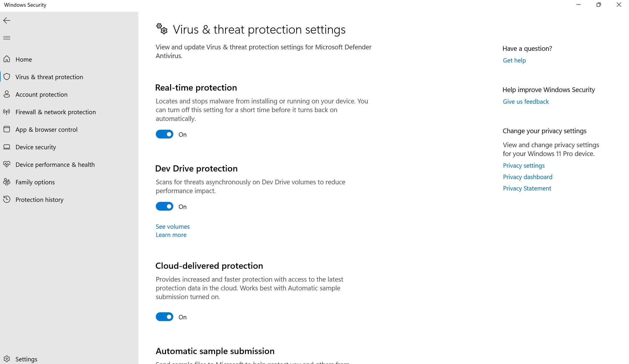 Windows virus and threat protection