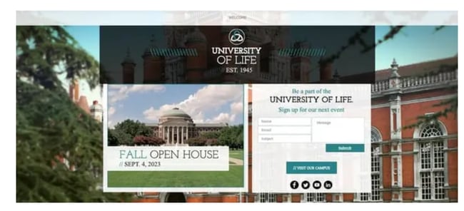 University Landing Page example from Wix
