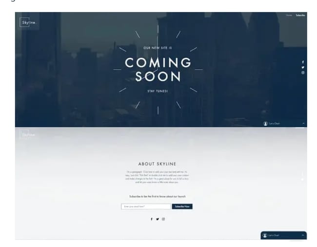 Skyline Landing Page Template from Wix