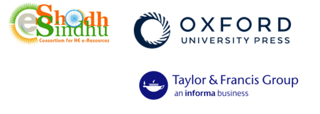 Logos of EShodhSindhu, OUP and Taylor & Francis Group. 