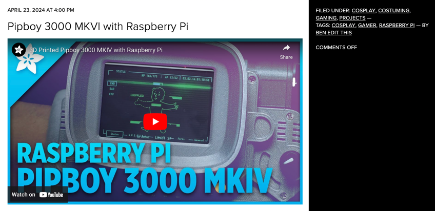Pipboy 3000 MKVI with Raspberry Pi Adafruit Industries Makers hackers artists designers and engineers