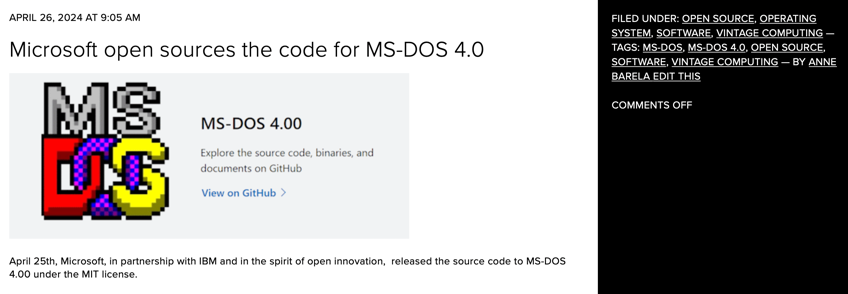 Microsoft open sources the code for MS DOS 4 0 Adafruit Industries Makers hackers artists designers and engineers