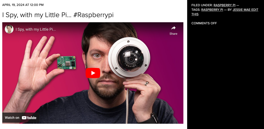 I Spy with my Little Pi Raspberrypi Adafruit Industries Makers hackers artists designers and engineers