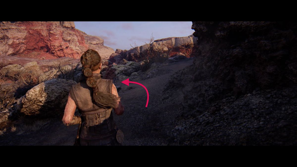 Hellblade 2 route to On the Hill stone face location 1 