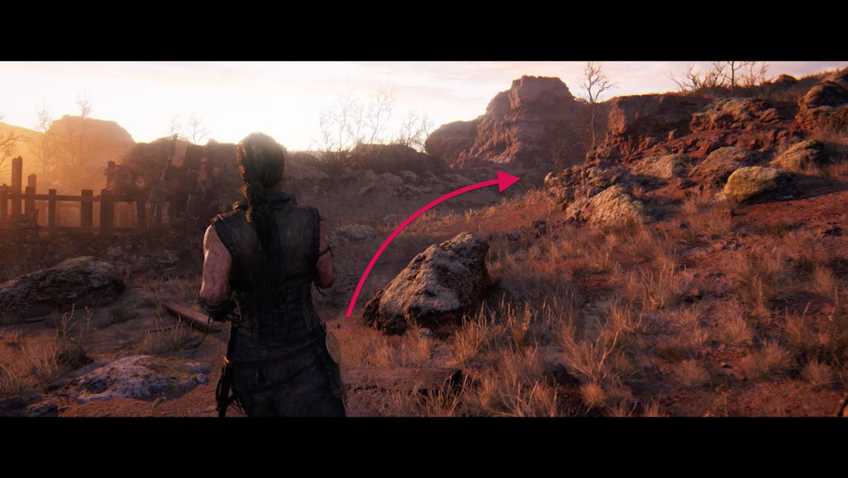 Hellblade 2 route to Red Hills stone face location 1 