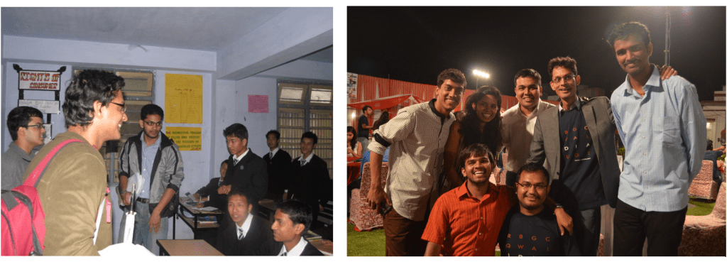 First Image from the left: An image of Prof. Basheer in green sweatshirt conducting the first IDIA sensitisation in a classroom in Pelling, Sikkim, 2010. 

Second image from the left: An image of Prof. Basheer from the IDIA Conference, 2015 in New Delhi. Prof. Basheer is in a brown blazer standing alongside IDIA team members and IDIA Scholars. 
