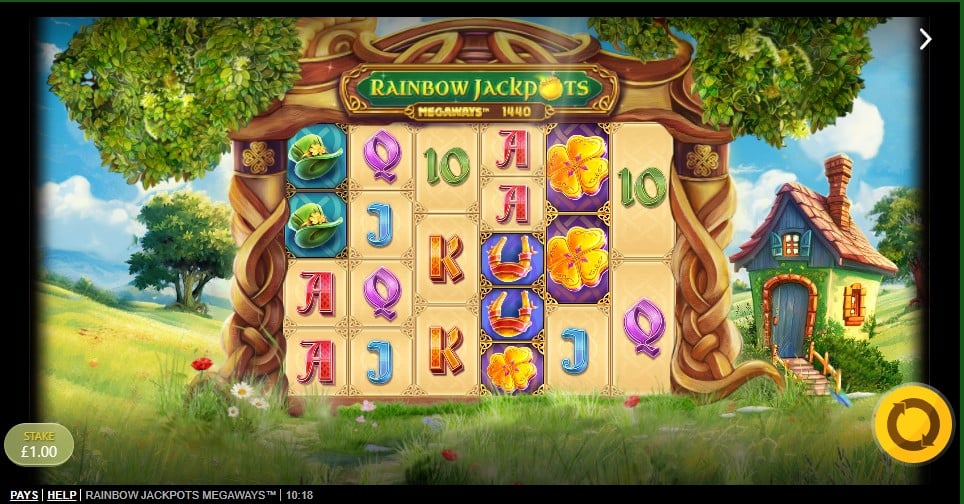 Rainbow Jackpots Megaways slot reels by Red Tiger