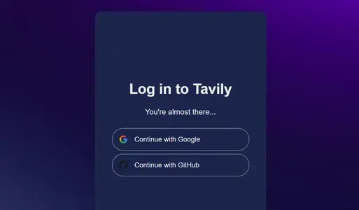  Sign In Page of Tavily