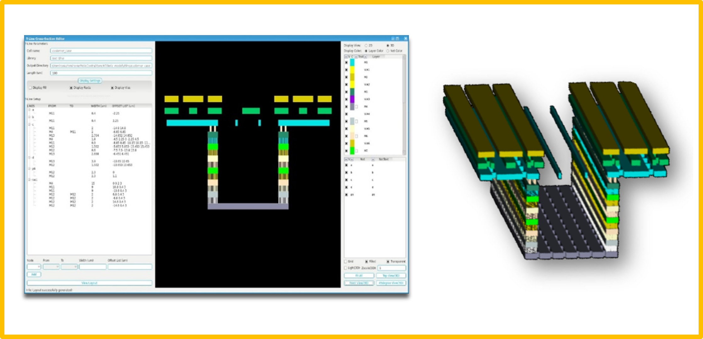 Bus Builder interface with cross-sectional and 3D views; inductors; velocerf