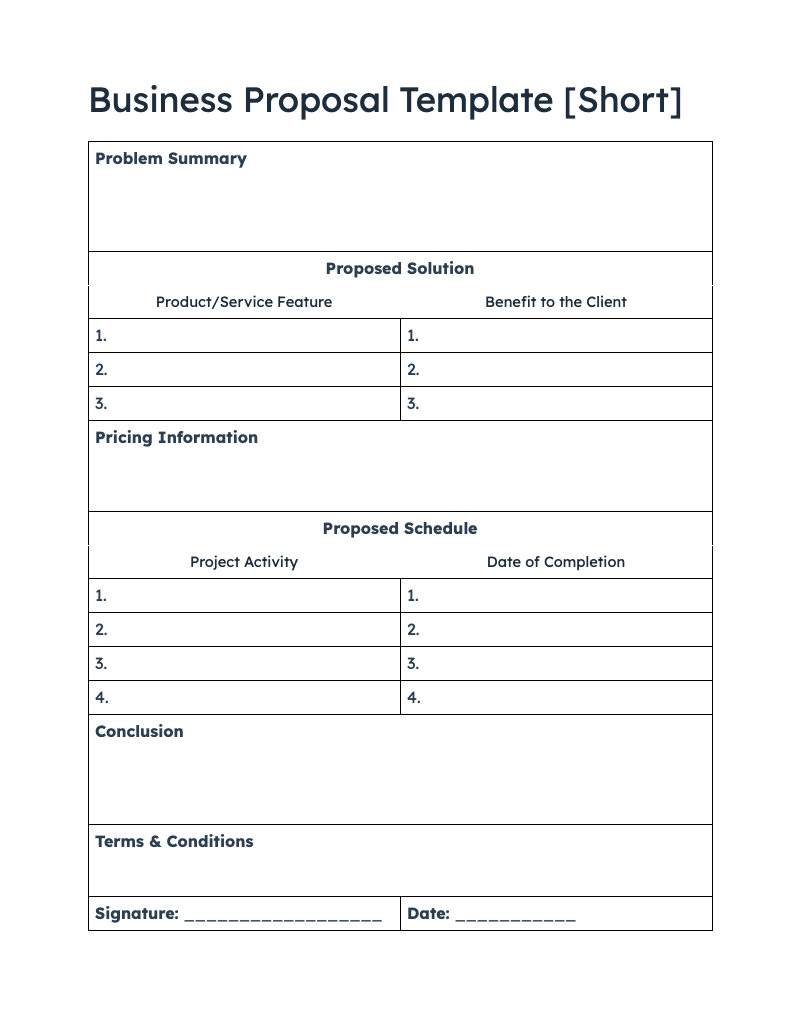 Image of Hubspot’s Free Business Proposal template