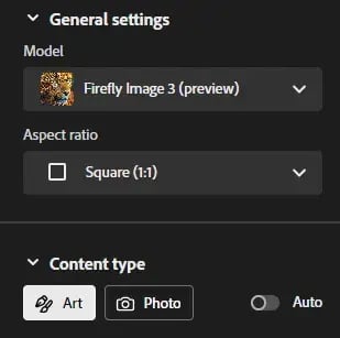 Testing out Adobe Firefly AI settings 