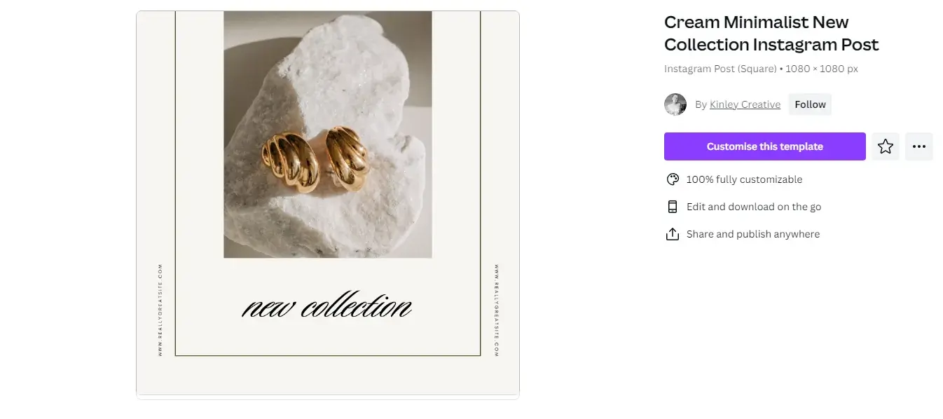 Cream Minimalist New Collection Instagram Post in Magic Studio via Canva best ai for graphic design 