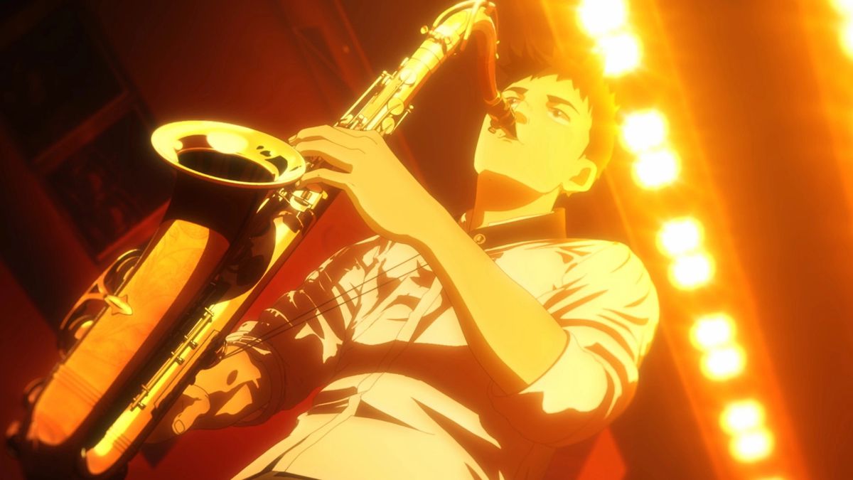 Dai Miyamoto playing the saxophone in Blue Giant.