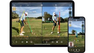 Onform skeleton image of golfer on iPad and iPhone