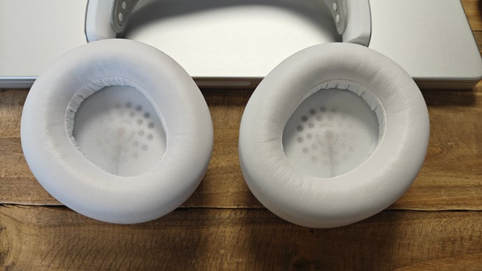 steelseries arctis nova pro wireless in white - close-up of the inside of the earcups