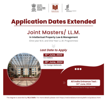 [Sponsored] Deadline Extended! Apply Now for the WIPO-NLUD-IPO Joint Masters/LL.M. at NLU Delhi