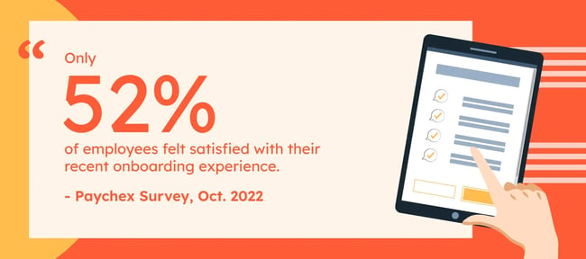 Only 52% of employees were satisfied with their new hire onboarding.