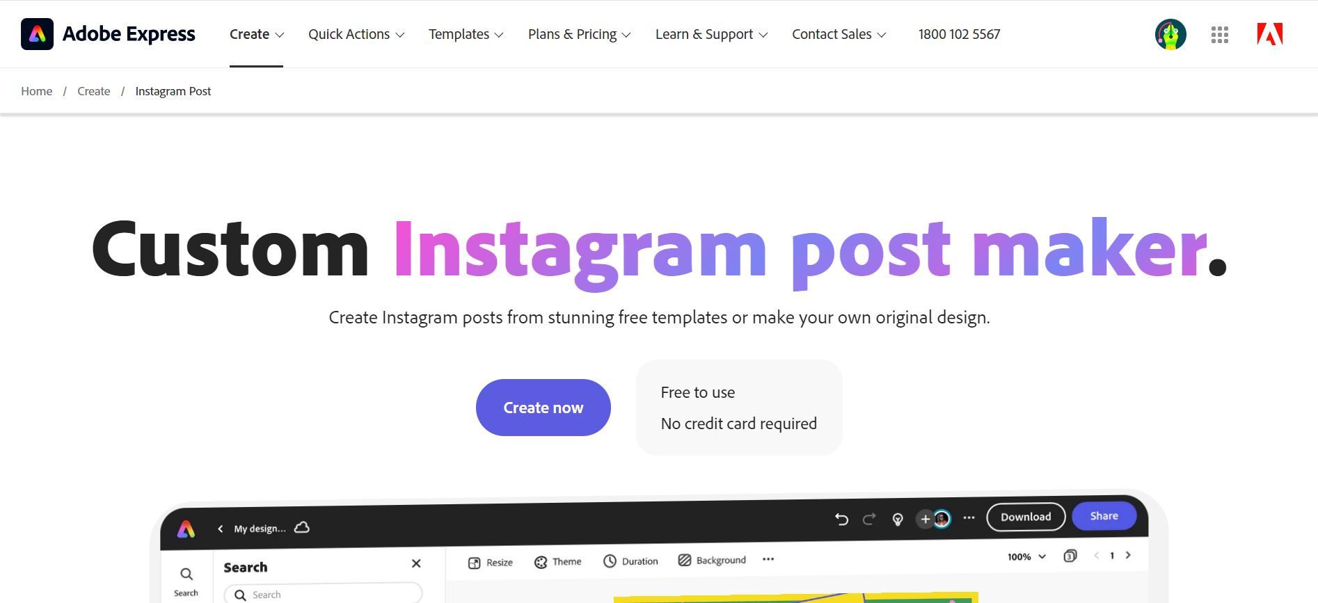Adobe Express Instagram Post Generator