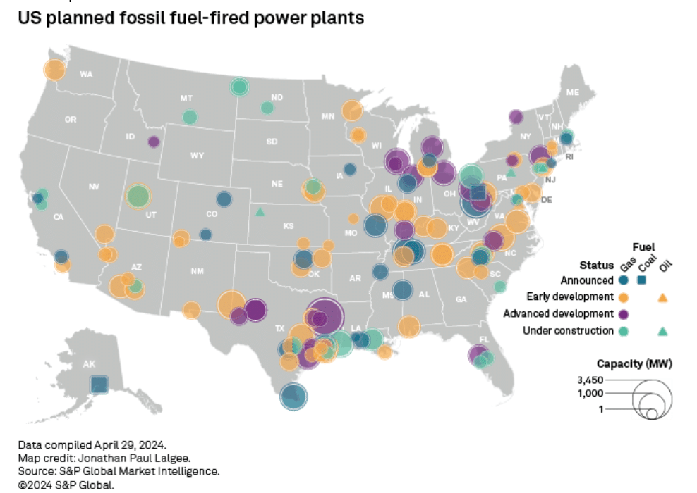 US planned fossil fuel power plants