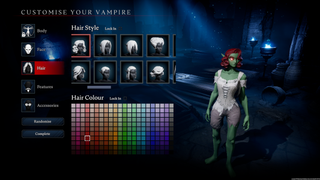 The character customisation screen in V Rising.
