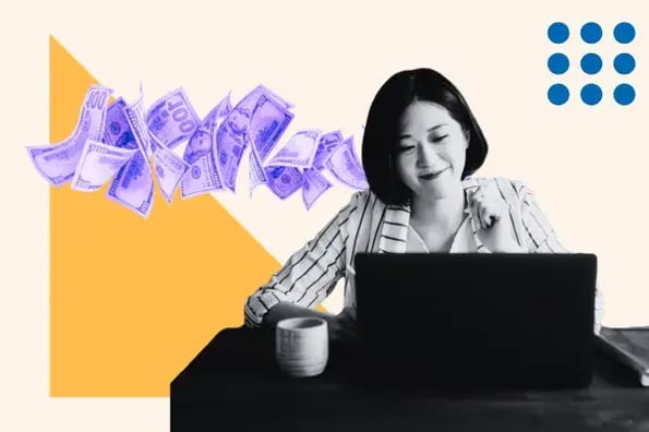 woman makes a bottom up budget on a laptop